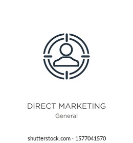 Direct marketing icon. Thin linear direct marketing outline icon isolated on white background from general collection. Line vector sign, symbol for web and mobile