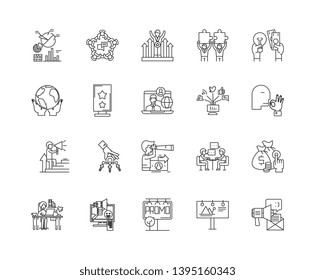 Direct marketing line icons, signs, vector set, outline illustration concept 