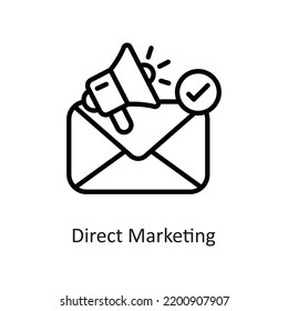 Direktmarketing Outline Vector Icon Design Illustration auf weißem Hintergrund. EPS10-Datei