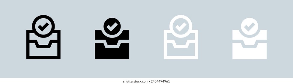 Direct message icon set in black and white. Inbox signs vector illustration.