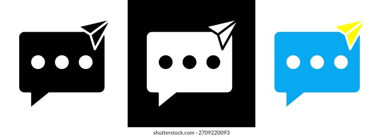 Direct Message Icon Set Glyph vector Illustration