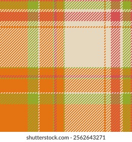 Direct pattern check texture, kind background plaid textile. Suit tartan fabric seamless vector in orange and light colors palette.