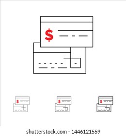 Direct Payment, Card, Credit, Debit, Direct Bold and thin black line icon set