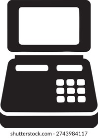 Direct Recording Electronic (DRE) voting system silhouette vector, isolated on white background.
