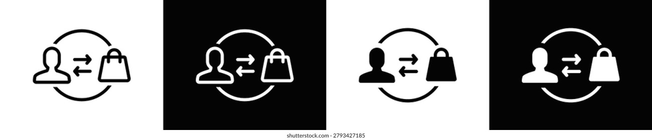 Direct Sales icon set White And Black Background Style