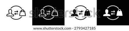 Direct Sales icon set White And Black Background Style