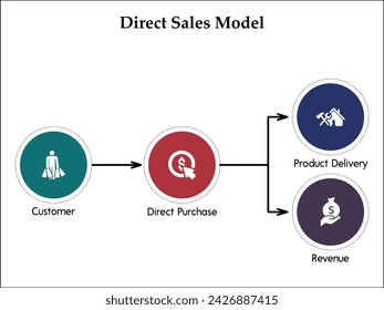 Direct sales model flow. Infographic template with icons
