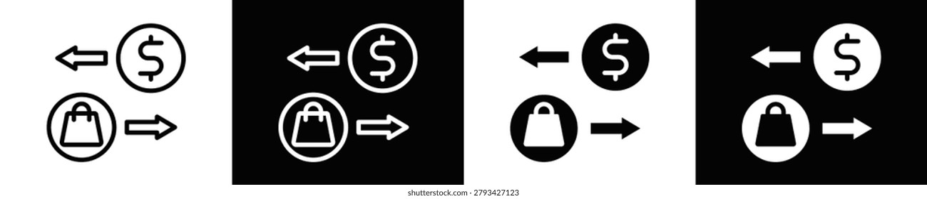 Direct Selling icon set White And Black Background Style