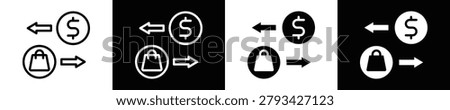 Direct Selling icon set White And Black Background Style