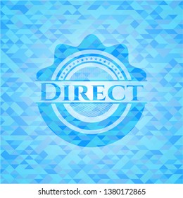 Direct sky blue emblem with mosaic background