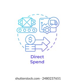 Direct spend blue gradient concept icon. Spending data, financial growth. Expense management. Round shape line illustration. Abstract idea. Graphic design. Easy to use in infographic, presentation