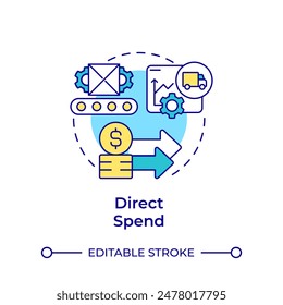 Direct spend multi color concept icon. Spending data, financial growth. Expense management. Round shape line illustration. Abstract idea. Graphic design. Easy to use in infographic, presentation