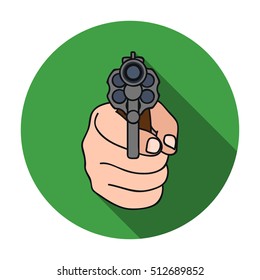 Directed gun icon in flat style isolated on white background. Crime symbol stock vector illustration.