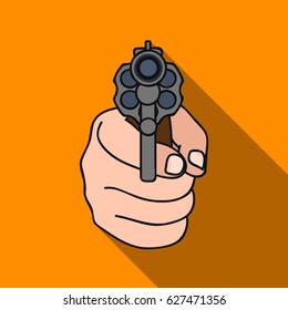 Directed gun icon in flat style isolated on white background. Crime symbol stock vector illustration.