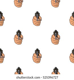 Directed gun icon in pattern style isolated on white background. Crime symbol stock vector illustration.