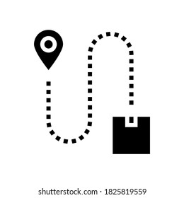direction abd location delivery box glyph icon vector. direction abd location delivery box sign. isolated contour symbol black illustration
