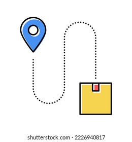 direction abd location delivery box color icon vector. direction abd location delivery box sign. isolated symbol illustration