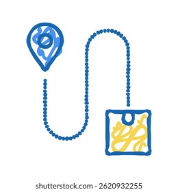 direction abd location delivery box doodle icon sketch vector. direction abd location delivery box sign. isolated symbol illustration