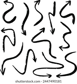 Direction arrow collection doodle hand drawn