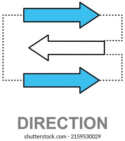 Direction arrow concept. Three left right arrows. Data receive, digital money send, currency exchange sign. File backup, logistic move, big change logo, direction indicator sign, path of movement icon