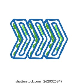 Vector de dibujo de icono de doodle de flecha de dirección. signo de flecha de dirección. ilustración de símbolo aislado