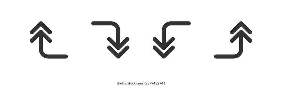 Direction arrow editable icon. Direction sign symbol. Pointer, forward, up, right, left, down. pointing direction sign. Outline, flat and colored style icon for web design. Vector illustration.