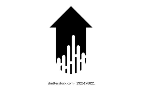 Up direction Arrow icon black with fast speed effect. Simple arrow symbol for element, decoration, template design. vector illustration 
