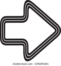 Direction arrow icon in black on a white background.