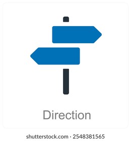 Concepto de icono de dirección y flecha