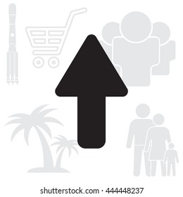 Direction arrow up icon isolated