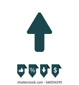 Direction arrow up icon isolated