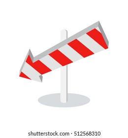 Direction arrow icon isolated on white background. New level at something. Going in the following stage at achieving something new. Choosing the leftway. Moving forward. Vector illustration