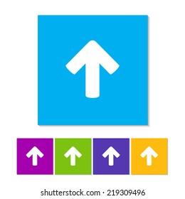 Direction arrow up icon. Orange, purple, magenta, violet, yellow, green and blue color buttons