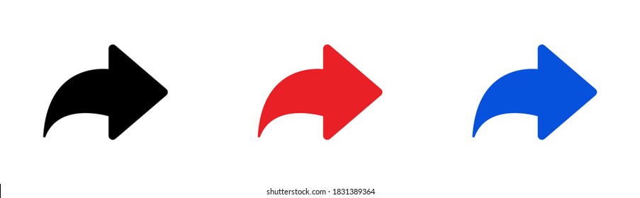 Direction arrow icon. Сurved right arrows. Direction signs isolated on white background. Vector illustration eps10.
