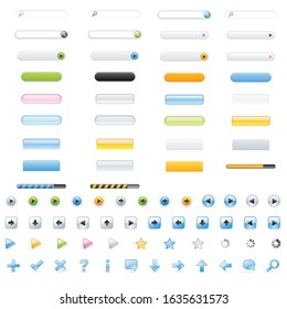 Direction arrow icons, search bars and buttons vector design for create website