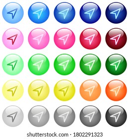 Iconos de flecha de dirección en conjunto de 25 botones esféricos brillante de color