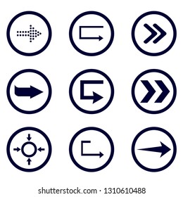 direction arrow icons set in round. Vector Illustration