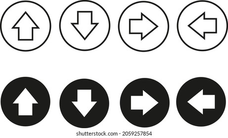 conjunto de iconos de la ilustración de dirección y flecha. con estilo de línea y glifo. puede utilizarse para el diseño gráfico