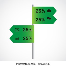 Direction arrow of infographics elements for business graph strategy.