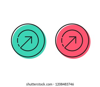 Direction arrow line icon. Arrowhead symbol. Navigation pointer sign. Positive and negative circle buttons concept. Good or bad symbols. Direction Vector