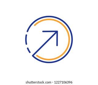 Direction arrow line icon. Arrowhead symbol. Navigation pointer sign. Colorful outline concept. Blue and orange thin line color icon. Direction Vector