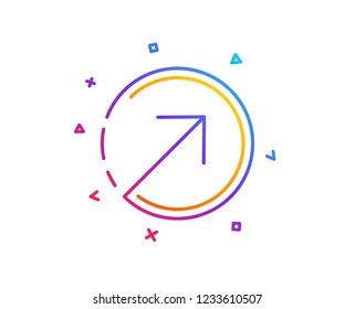Direction arrow line icon. Arrowhead symbol. Navigation pointer sign. Gradient line button. Direction icon design. Colorful geometric shapes. Vector