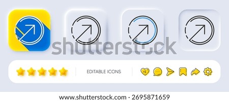 Direction arrow line icon. Neumorphic, Flat shadow, 3d buttons. Arrowhead symbol. Navigation pointer sign. Line direction icon. Social media icons. Vector