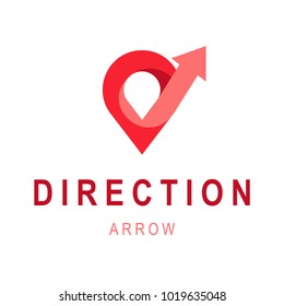 Direction arrow logo template. Abstract business company map navigation pointer concept. Creative corporate symbol or icon, emblem vector illustration.