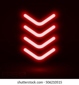 Direction Arrow Neon Light Vector Illustration