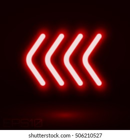 Direction Arrow Neon Light Vector Illustration