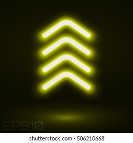 Direction Arrow Neon Light Vector Illustration