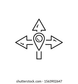 Direction arrow pin icon. Simple line, outline vector of navigation icons for ui and ux, website or mobile application