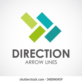 Direction arrow of ribbon square abstract vector and logo design or template line direction business icon of company identity symbol concept