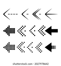 Conjunto de símbolos de dirección de iconos negros. Colección de vectores de flechas de dirección. Flecha moderna y simple.